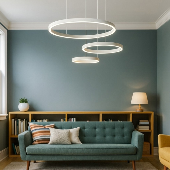 So soel 3 bianco ondaluce lampadario moderno cerchi led