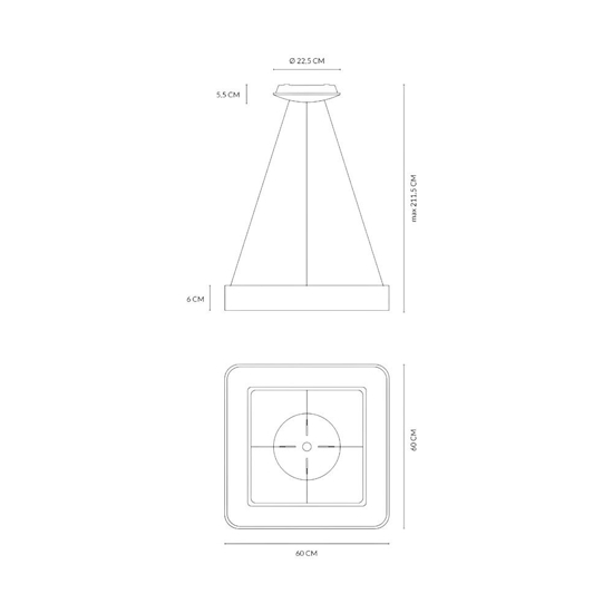 Lampadario moderno vivida inner-s 60 nero 50w 3000k 4000k