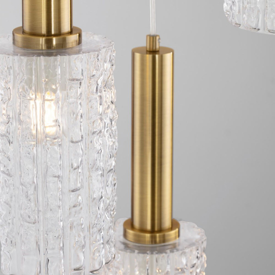 Lampadario dorato 3 luci moderno vetri trasparenti