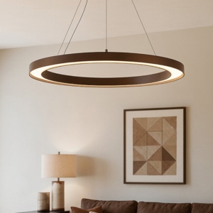 Lampadario led cerchio marrone linea light lira