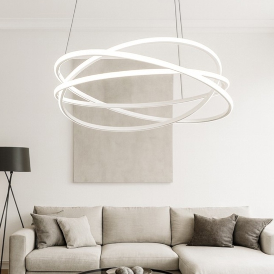 Gea luce atia lampadario moderno led 120w 3000k bianco minimal