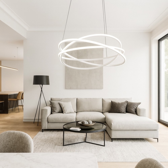 Gea luce atia lampadario moderno led 120w 3000k bianco minimal