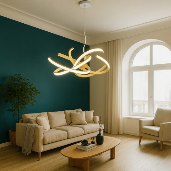 Gea luce cinzia lampadario moderno led 46w 3000k colore oro