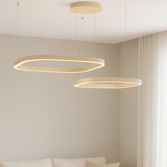 Gea luce criseide lampadario doppio diffusore led 3000k sabbia per soggiorno