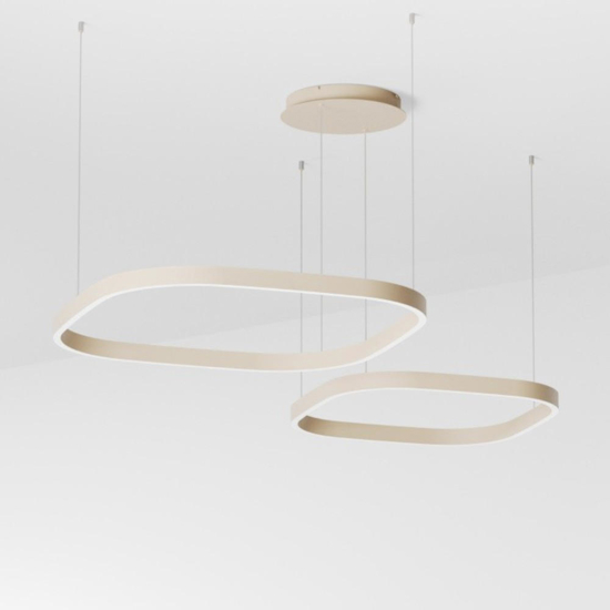 Gea luce criseide lampadario doppio diffusore led 3000k sabbia per soggiorno