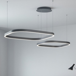 Lampadario moderno led 3000k criseide gea luce nero doppio diffusore