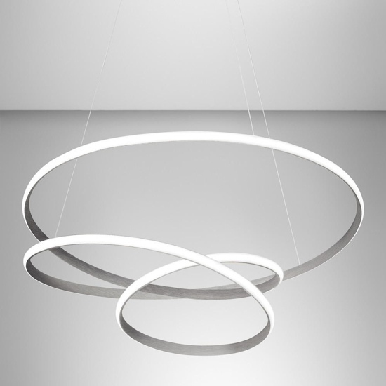 Lampadario diva s-s- titanio gea luce led 80w 3000k moderno