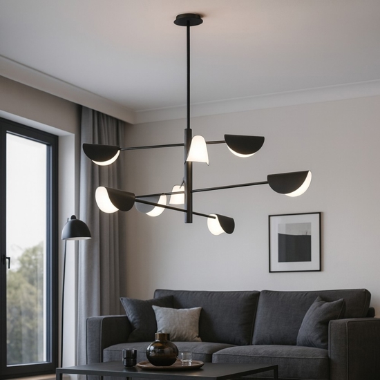 Maytoni mollis lampadario moderno colore nero 8 luci