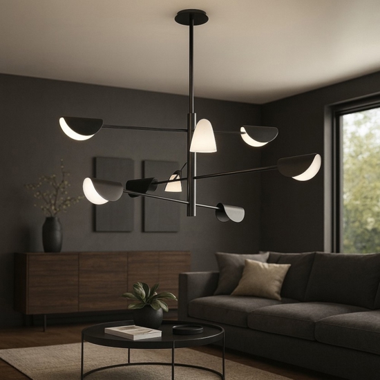 Maytoni mollis lampadario moderno colore nero 8 luci
