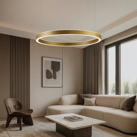 Gea luce criseide lampadario moderno led 100w 3000k colore oro