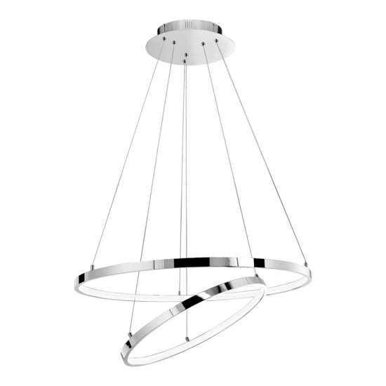 Lampadario moderno led 3000k cerchi cromo per soggiorno