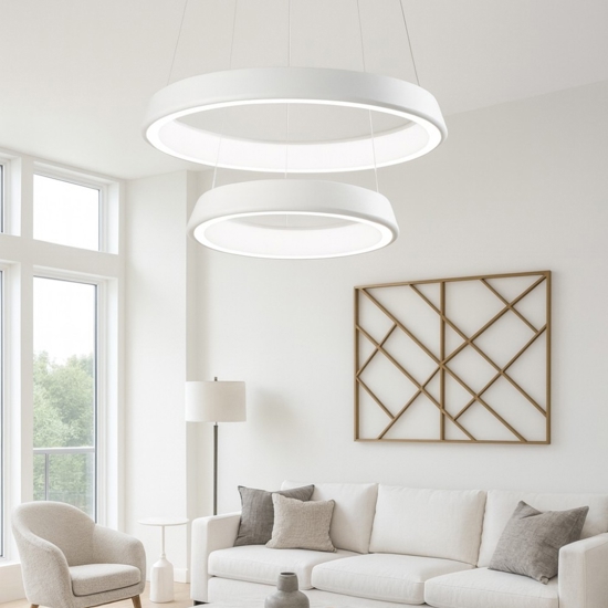 Affralux anelli diodi lampadario led 54w 3200k particolare bianco moderno