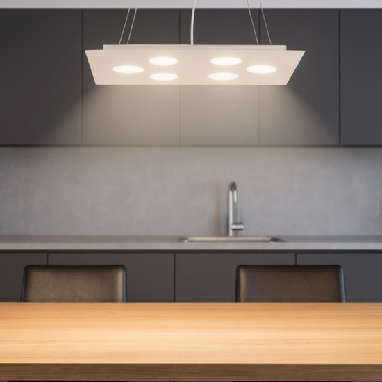 Lampadario moderno affralux flet rettangolare bianco luci sopra sotto