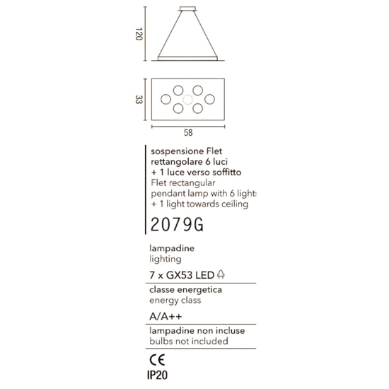 Lampadario moderno affralux flet rettangolare bianco luci sopra sotto