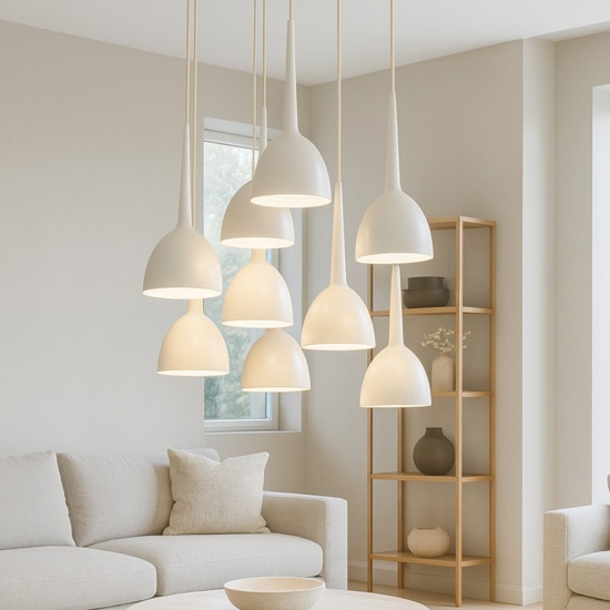 Lampadario moderno per soggiorno bianco affralux bell