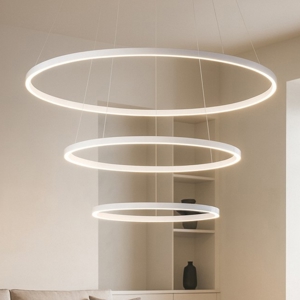 Aluring lampadario bianco moderno led 3000k tre anelli