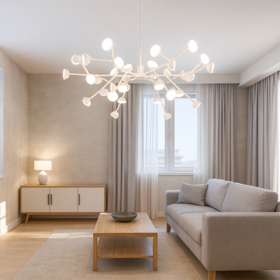 Lampadario led design moderno bianco per soggiorno