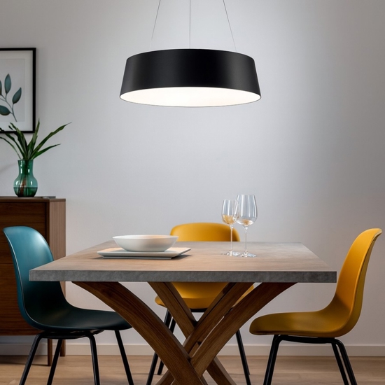 Lampadario moderno nero oxygen stilnovo led 50w 3000k dimmerabile biemissione