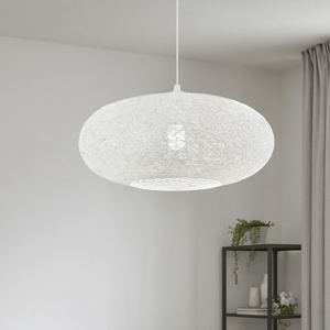 Visualizza i dettagli per Eglo campilo lampadario cestino bianco fili intrecciati di carta Eglo campilo lampadario cestino bianco fili intrecciati di carta