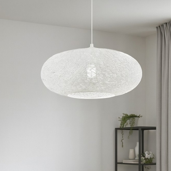 Eglo campilo lampadario cestino bianco fili intrecciati di carta
