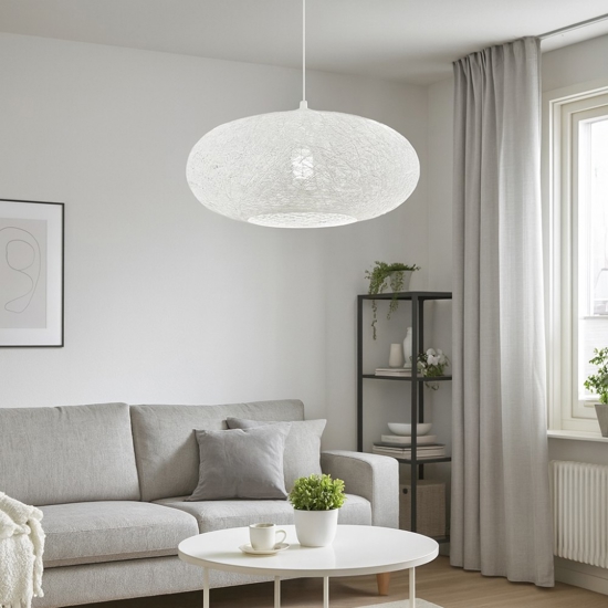 Eglo campilo lampadario cestino bianco fili intrecciati di carta