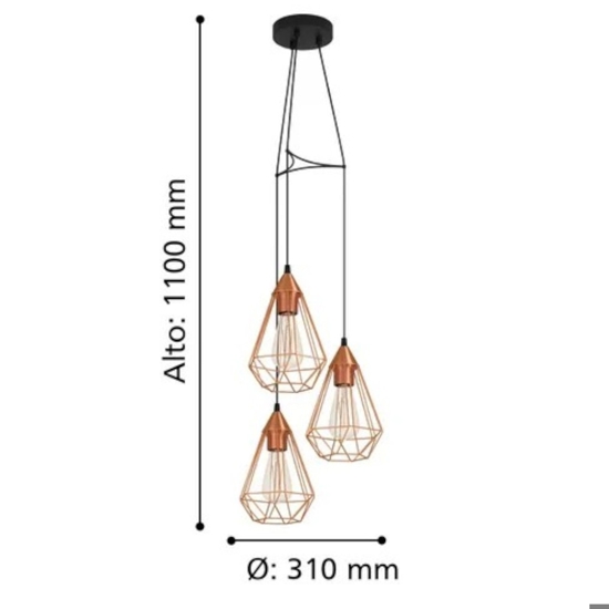 Tarbes eglo lampadario moderno rame per soggiorno
