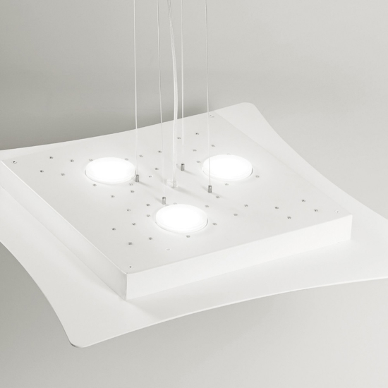 Lampadario moderno bianco gea luce isotta luce soipra e sotto