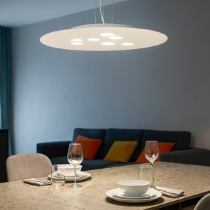 Gea luce luna lampadario moderno bianco luce sopra e sotto