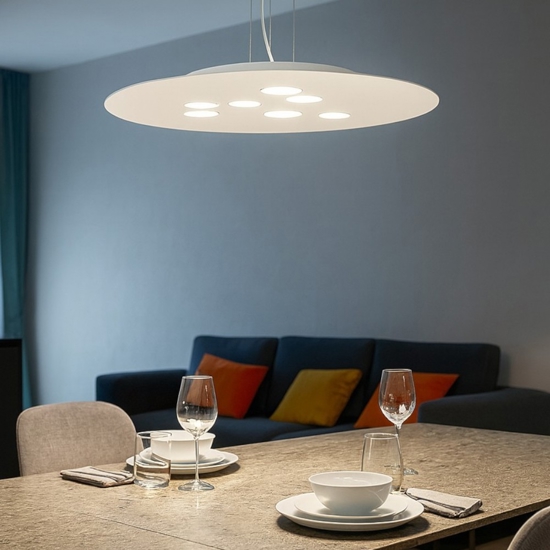 Gea luce luna lampadario moderno bianco luce sopra e sotto