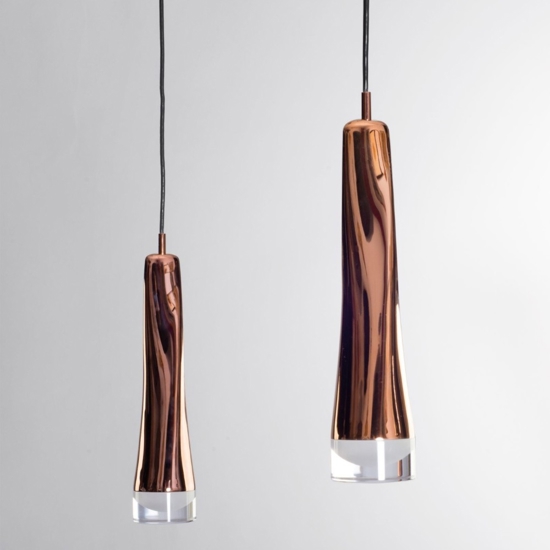 Vivida twist lampadario moderno led 18w 3000k oro rosa