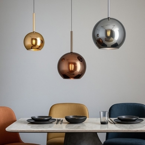 Lampadario da soggiorno vetri oro rame cromo