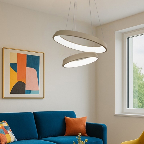 Affralux lampadario diodi sabbia led 82w 3200k cerchi per soggiorno