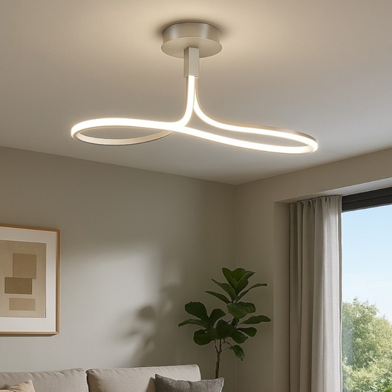 Lampadario design moderno grigio led 40w 3000k per soggiorno
