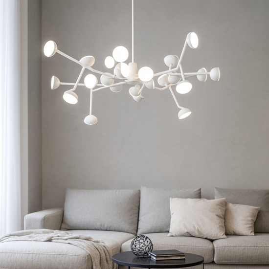Lampadario moderno led 72w 3000k bianco per soggiorno
