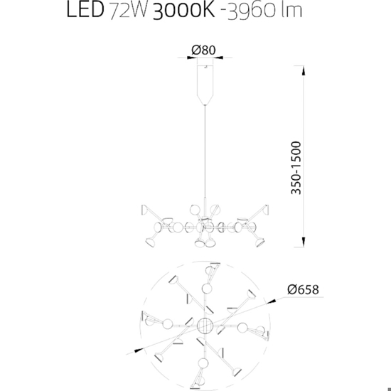 Lampadario moderno led 72w 3000k bianco per soggiorno