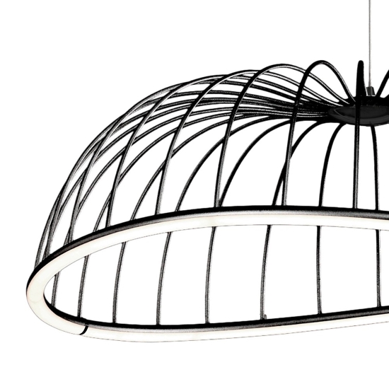 Lampadario cupola led 40w 3000k design moderno nero fp