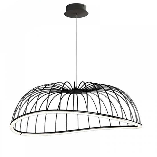 Lampadario cupola led 40w 3000k design moderno nero fp