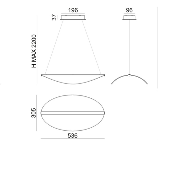 Lampadario moderno led 21w 3000k per salotto stilnovo diphy