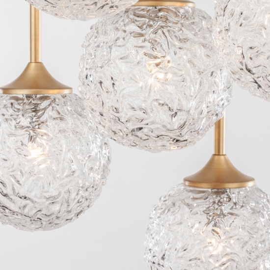 Lampadario elegante pendenti a grappolo oro vetri trasparenti