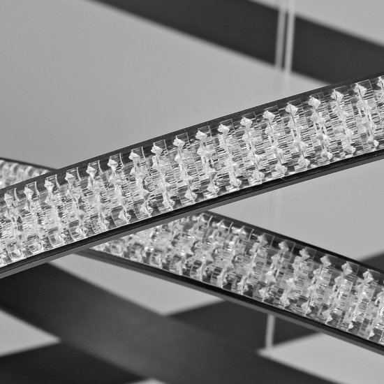 Lampadario design moderno cerchi nero led per salone