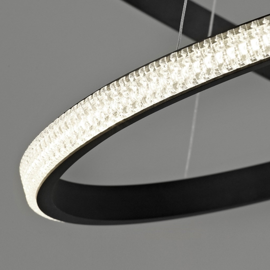 Lampadario design moderno cerchi nero led per salone