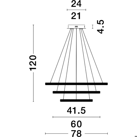 Lampadario design moderno cerchi nero led per salone