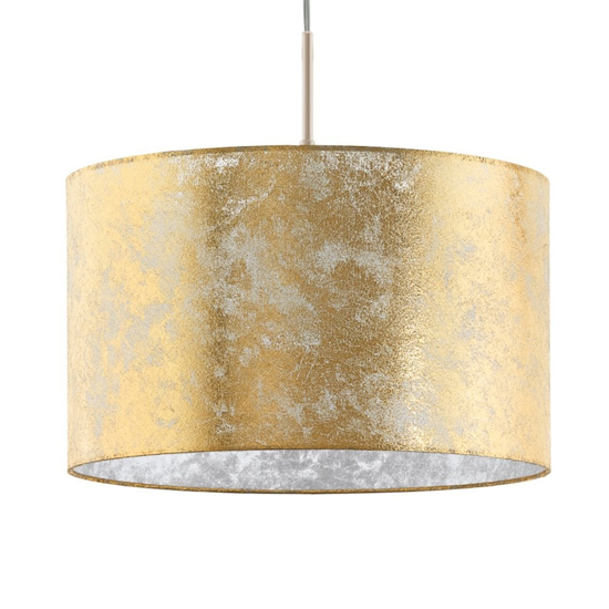 Lampadario cilindro tessuto foglia oro viserbella eglo