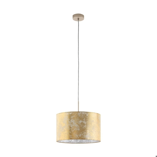 Lampadario cilindro tessuto foglia oro viserbella eglo