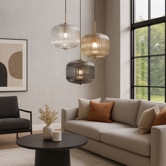 Lampadario moderno so odette ondaluce per soggiorno tre vetri colorati