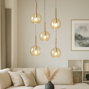 Visualizza i dettagli per Lampadario top light vetri ambra per soggiorno moderno Lampadario top light vetri ambra per soggiorno moderno