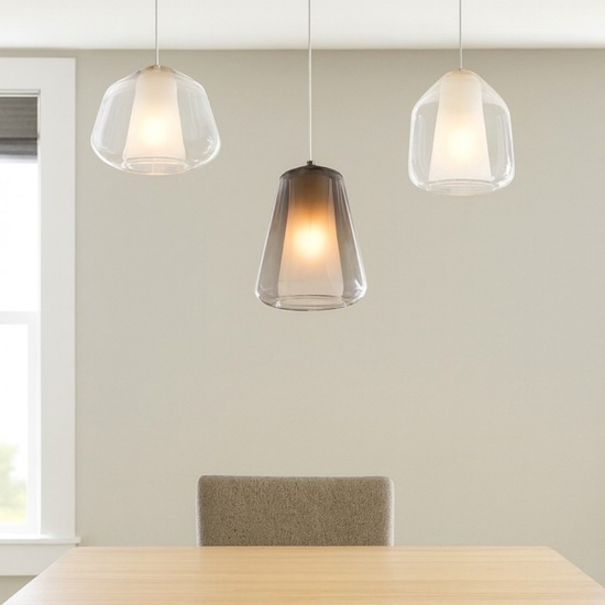 Lampadario moderno 3 vetri bianchi fume