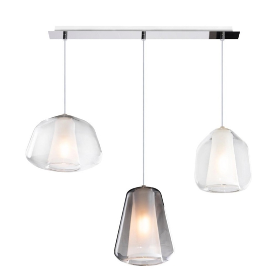 Lampadario moderno 3 vetri bianchi fume