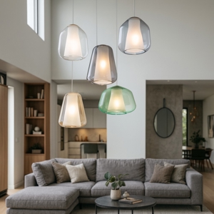 Lampadario per soggiorno vetri multicolor top light