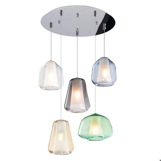 Lampadario per soggiorno vetri multicolor top light
